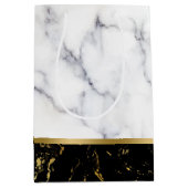 Sac Cadeau Moyen Combinaison de faux marbre blanc et noir (Devant)