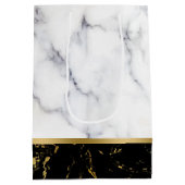 Sac Cadeau Moyen Combinaison de faux marbre blanc et noir (Dos)