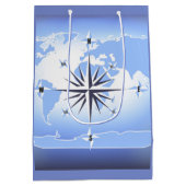 Sac Cadeau Moyen Compass Rose Voile Ocean Blue Med Cadeau (Dos)