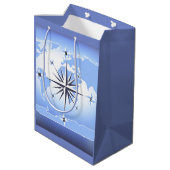 Sac Cadeau Moyen Compass Rose Voile Ocean Blue Med Cadeau (Dos Angle)
