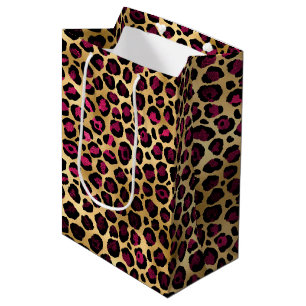 Sac Cadeau Moyen Conception 2 de la série Leopard de Bourgogne et