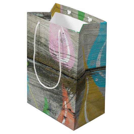 Sac Cadeau Moyen Conception de bois rustique (Dos Angle)