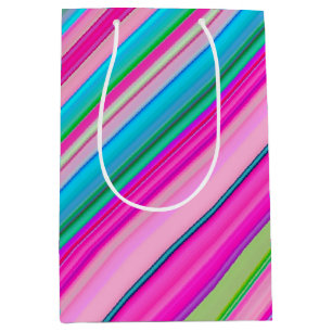 Sac Cadeau Moyen Conception de motif à rayures arc-en-ciel vibrant