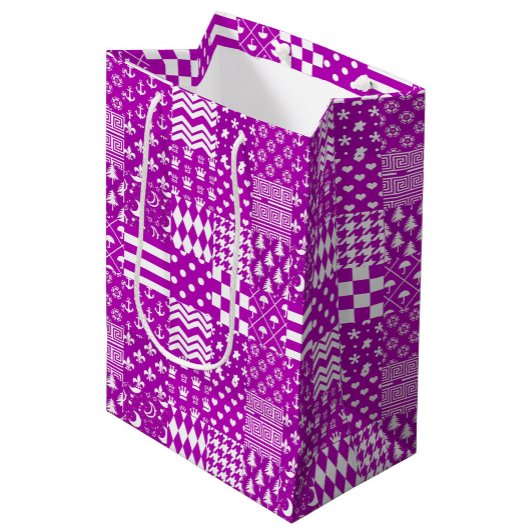 Sac Cadeau Moyen Conception de Patchwork Motifs mélangés violet bla