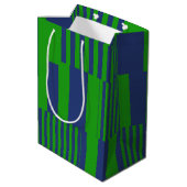 Sac Cadeau Moyen Conception de rayures patchwork bleu vert (Dos Angle)