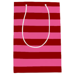 Sac Cadeau Moyen Conception de rayures rouges rose bordeaux 