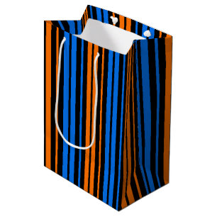 Sac Cadeau Moyen Conception de rayures verticales bleu orange bleu