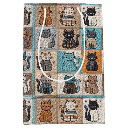 Sac Cadeau Moyen Conception de surface composée de chats (Devant)