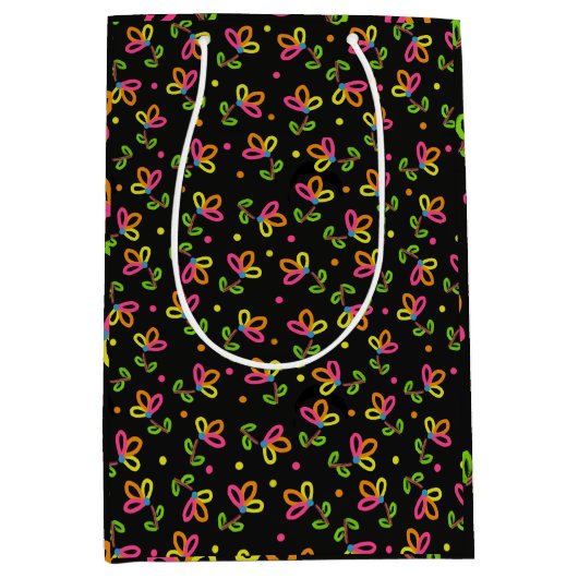 Sac Cadeau Moyen Conception florale multicolore (Devant)