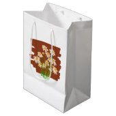 Sac Cadeau Moyen Conception florale rustique sur fond marron (Devant Angle)