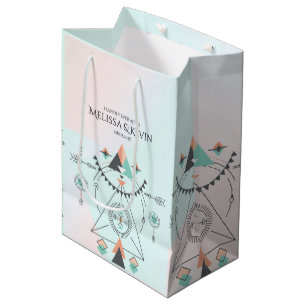 Sac Cadeau Moyen Conception géométrique de totem coloré tribal