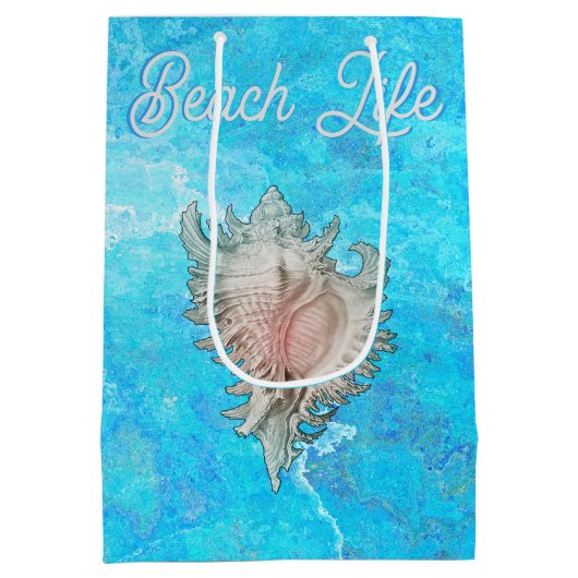 Sac Cadeau Moyen Conch Shell "Beach Life" (Dos)