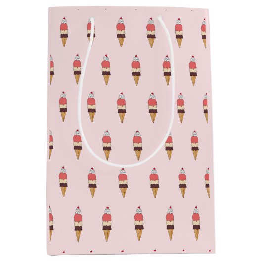 Sac Cadeau Moyen Cône de crème glacée triple Scoop (Devant)