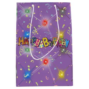 Sac Cadeau Moyen Confettis de joyeux anniversaire d'amusement