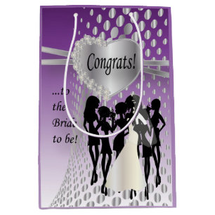 Sac Cadeau Moyen Congrats à la jeune mariée à être - pourpre