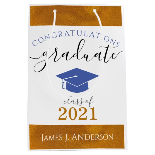 Sac Cadeau Moyen Congrats Customisés - Classe supérieure Année Bleu (Devant)