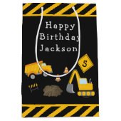 Sac Cadeau Moyen Construction Joyeux anniversaire avec nom et âge g (Devant)