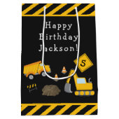 Sac Cadeau Moyen Construction Joyeux anniversaire avec nom et âge g (Dos)