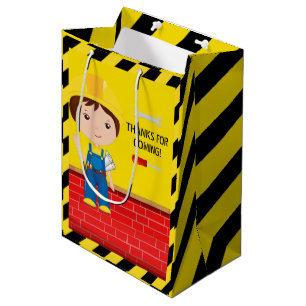Sac Cadeau Moyen Construction Thématique Anniversaire Fête n'import