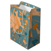 Sac Cadeau Moyen Contemporary Leaf Design in Peach (Dos Angle)