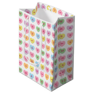 Sac Cadeau Moyen Conversation colorée sympa coeurs motif