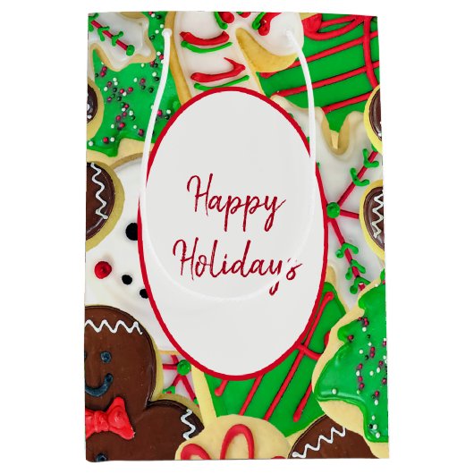 Sac Cadeau Moyen Cookies de Noël au Sucre (Devant)