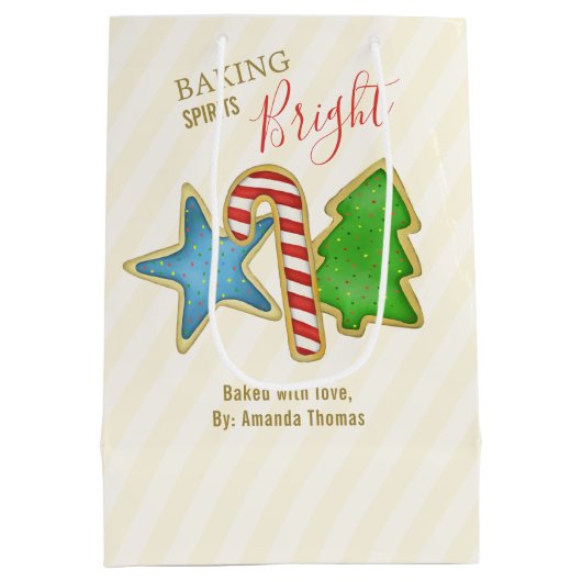 Sac Cadeau Moyen Cookies de Noël doux Aquarelle personnalisée (Dos)