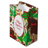 Sac Cadeau Moyen Cookies de sucre de Noël avec nom (Devant Angle)