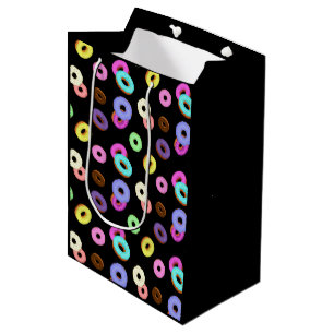 Sac Cadeau Moyen Cool amusant beignets colorés motif noir