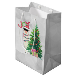Sac Cadeau Moyen Cool Christmas Llama   Joy Typography   Réserver