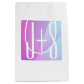 Sac Cadeau Moyen Cool Géométrique rose et pourpre | Initiales de co (Devant)