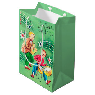 Sac Cadeau Moyen Cool Joyeux anniversaire jeune camarade rétro vint