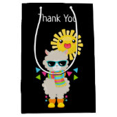 Sac Cadeau Moyen Cool Llama et souriant Kawaii Sun Merci (Devant)