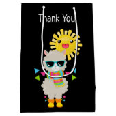 Sac Cadeau Moyen Cool Llama et souriant Kawaii Sun Merci (Dos)