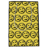 Sac Cadeau Moyen Cool Sardé Joyeux visage souriant motif jaune (Devant)