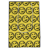 Sac Cadeau Moyen Cool Sardé Joyeux visage souriant motif jaune (Dos)