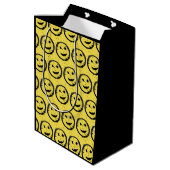 Sac Cadeau Moyen Cool Sardé Joyeux visage souriant motif jaune (Dos Angle)