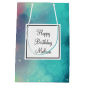 Sac Cadeau Moyen Cool Vert & Rouge Espace Nebula Aquarelle Naissanc (Dos)