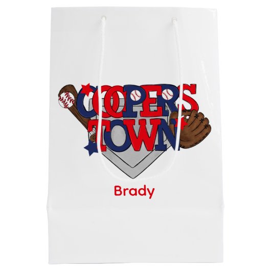 Sac Cadeau Moyen Cooperstown Étoiles De Baseball, Gant, Bat & Ball (Dos)