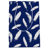 Sac Cadeau Moyen Copie de plume blanche sur bleu-foncé (Devant)