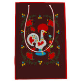 Sac Cadeau Moyen Coq traditionnel de Barcelos en blanc (Devant)