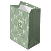 Sac Cadeau Moyen Coquette Bows Gingham Monogram Cream Sage Green  (Devant Angle)