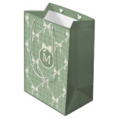 Sac Cadeau Moyen Coquette Bows Gingham Monogram Cream Sage Green  (Dos Angle)