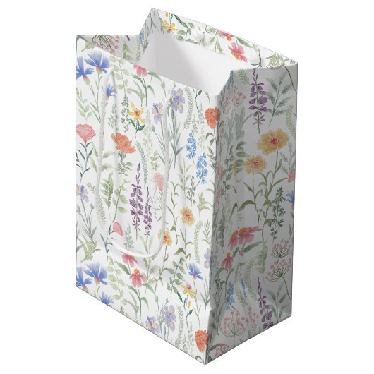 Sac Cadeau Moyen Coquette Feminine Fleur sauvage Meadow (Devant Angle)
