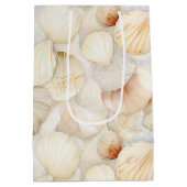 Sac Cadeau Moyen Coquilles de Mer Crème Sable Ivory Mariage Plage (Dos)
