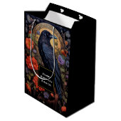 Sac Cadeau Moyen Corbeau noir aux fleurs Design gothique Anniversai (Dos Angle)