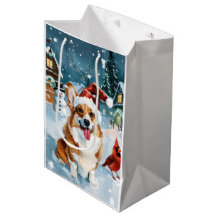 Sac Cadeau Moyen Corgi Winter Wonderland Christmas Joy