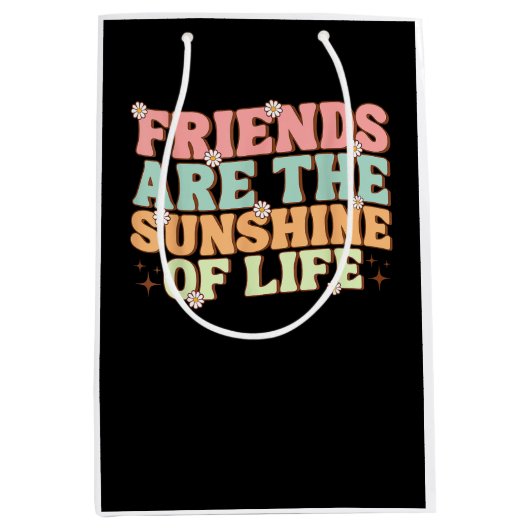 Sac Cadeau Moyen Correspondance Besties Fleurs Les amis sont le sol (Devant)