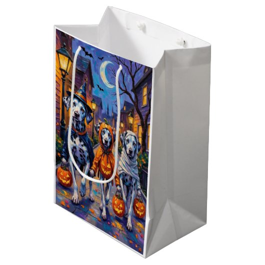 Sac Cadeau Moyen Costumes d'Halloween dalmate ou de traitement (Devant Angle)