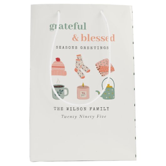 Sac Cadeau Moyen Cosy Scandi Joyeuses Fêtes Essentiel hiver (Devant)